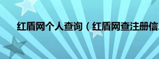 红盾网个人查询（红盾网查注册信息）