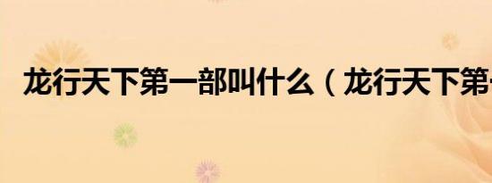 龙行天下第一部叫什么（龙行天下第一部）
