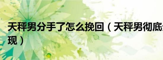 天秤男分手了怎么挽回（天秤男彻底分手的表现）