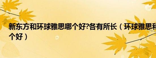 新东方和环球雅思哪个好?各有所长（环球雅思和新东方哪个好）