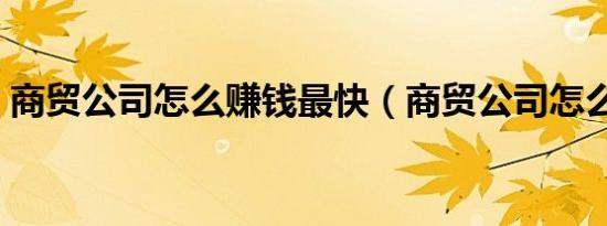商贸公司怎么赚钱最快（商贸公司怎么赚钱）