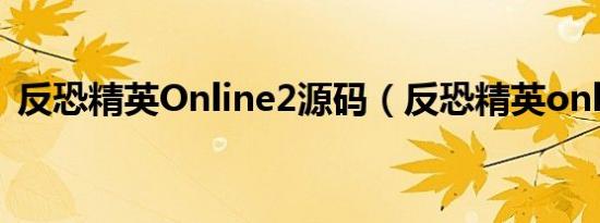 反恐精英Online2源码（反恐精英online2）