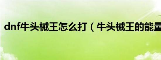 dnf牛头械王怎么打（牛头械王的能量战甲）