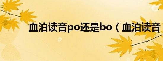 血泊读音po还是bo（血泊读音）