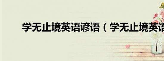 学无止境英语谚语（学无止境英语）