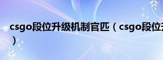 csgo段位升级机制官匹（csgo段位升级机制）