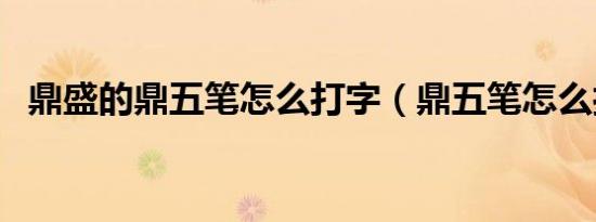 鼎盛的鼎五笔怎么打字（鼎五笔怎么打字）
