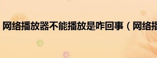 网络播放器不能播放是咋回事（网络播放器）