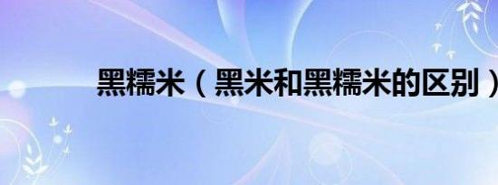 黑糯米（黑米和黑糯米的区别）