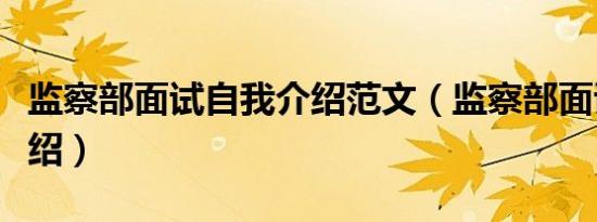 监察部面试自我介绍范文（监察部面试自我介绍）