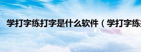 学打字练打字是什么软件（学打字练打字）