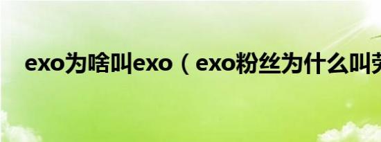 exo为啥叫exo（exo粉丝为什么叫劳尔）