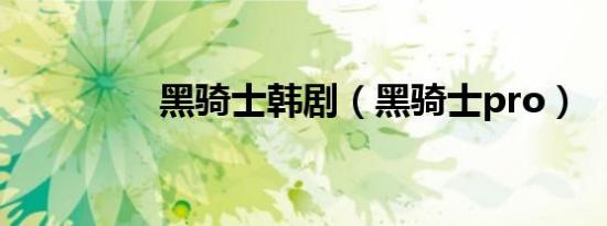 黑骑士韩剧（黑骑士pro）