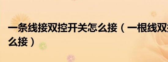 一条线接双控开关怎么接（一根线双控开关怎么接）