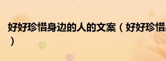 好好珍惜身边的人的文案（好好珍惜身边的人）