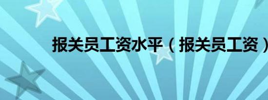 报关员工资水平（报关员工资）