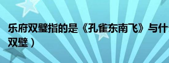 乐府双璧指的是《孔雀东南飞》与什么（乐府双壁）