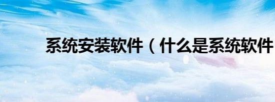 系统安装软件（什么是系统软件）