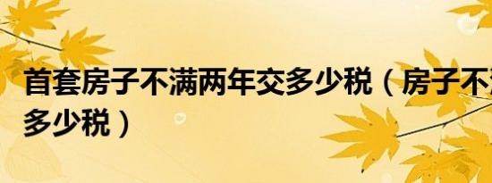首套房子不满两年交多少税（房子不满两年交多少税）