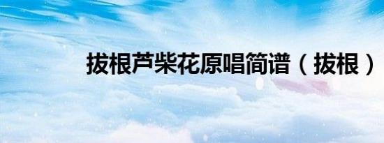 拔根芦柴花原唱简谱（拔根）