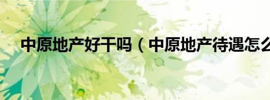 中原地产好干吗（中原地产待遇怎么样）
