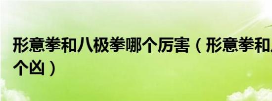 形意拳和八极拳哪个厉害（形意拳和八极拳哪个凶）