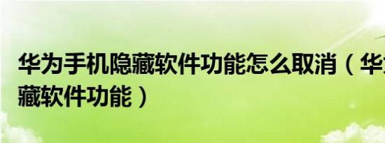 华为手机隐藏软件功能怎么取消（华为手机隐藏软件功能）