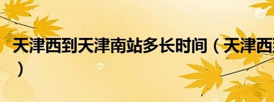 天津西到天津南站多长时间（天津西到天津南）