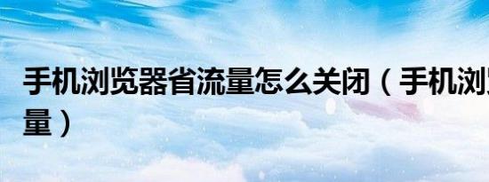 手机浏览器省流量怎么关闭（手机浏览器省流量）