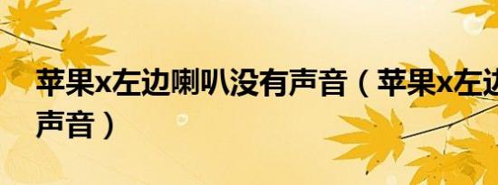 苹果x左边喇叭没有声音（苹果x左边喇叭没声音）