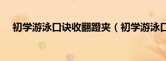 初学游泳口诀收翻蹬夹（初学游泳口诀）