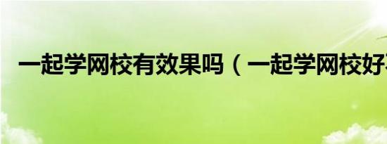 一起学网校有效果吗（一起学网校好不好）