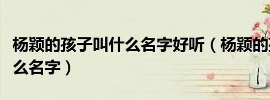 杨颖的孩子叫什么名字好听（杨颖的孩子叫什么名字）