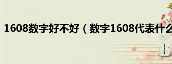 1608数字好不好（数字1608代表什么意思）