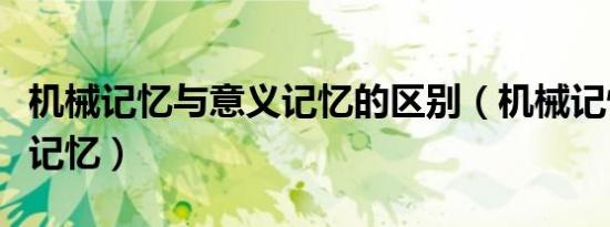 机械记忆与意义记忆的区别（机械记忆与意义记忆）