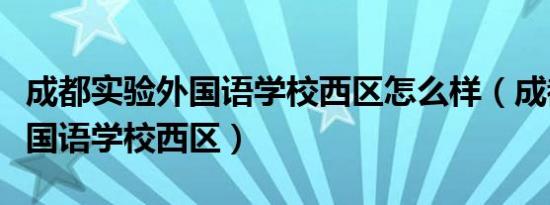 成都实验外国语学校西区怎么样（成都实验外国语学校西区）