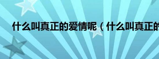 什么叫真正的爱情呢（什么叫真正的爱）