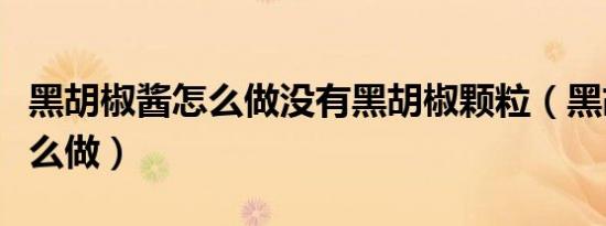 黑胡椒酱怎么做没有黑胡椒颗粒（黑胡椒酱怎么做）
