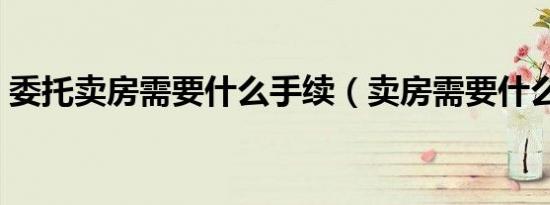 委托卖房需要什么手续（卖房需要什么手续）