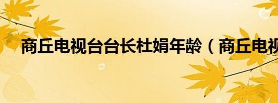 商丘电视台台长杜娟年龄（商丘电视台）