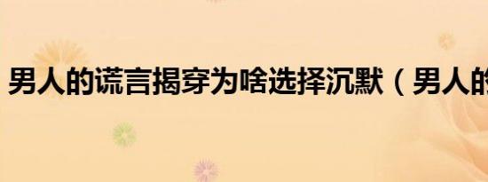 男人的谎言揭穿为啥选择沉默（男人的谎言）