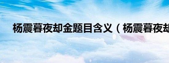 杨震暮夜却金题目含义（杨震暮夜却金）