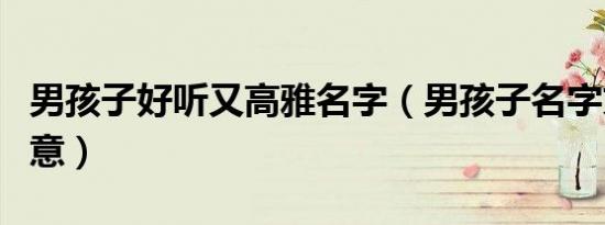 男孩子好听又高雅名字（男孩子名字文雅有寓意）