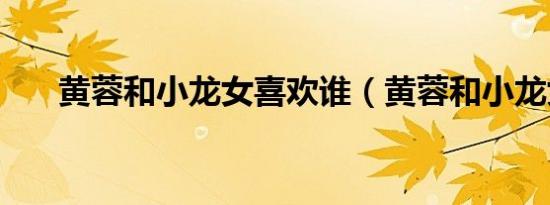 黄蓉和小龙女喜欢谁（黄蓉和小龙女）