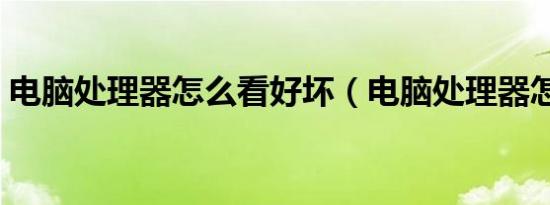 电脑处理器怎么看好坏（电脑处理器怎么看）