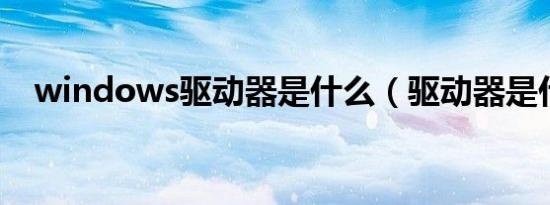 windows驱动器是什么（驱动器是什么）