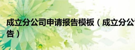 成立分公司申请报告模板（成立分公司申请报告）