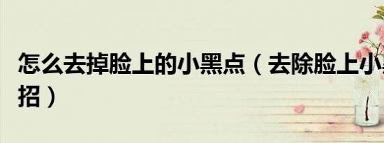 怎么去掉脸上的小黑点（去除脸上小黑点的妙招）