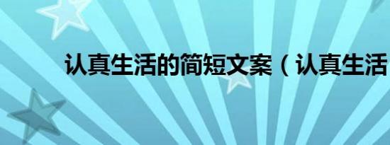认真生活的简短文案（认真生活）