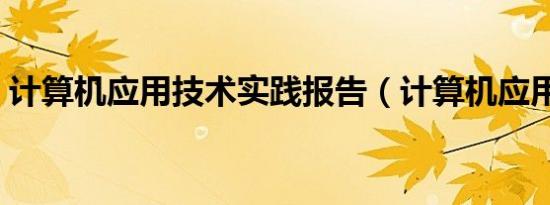 计算机应用技术实践报告（计算机应用技术）